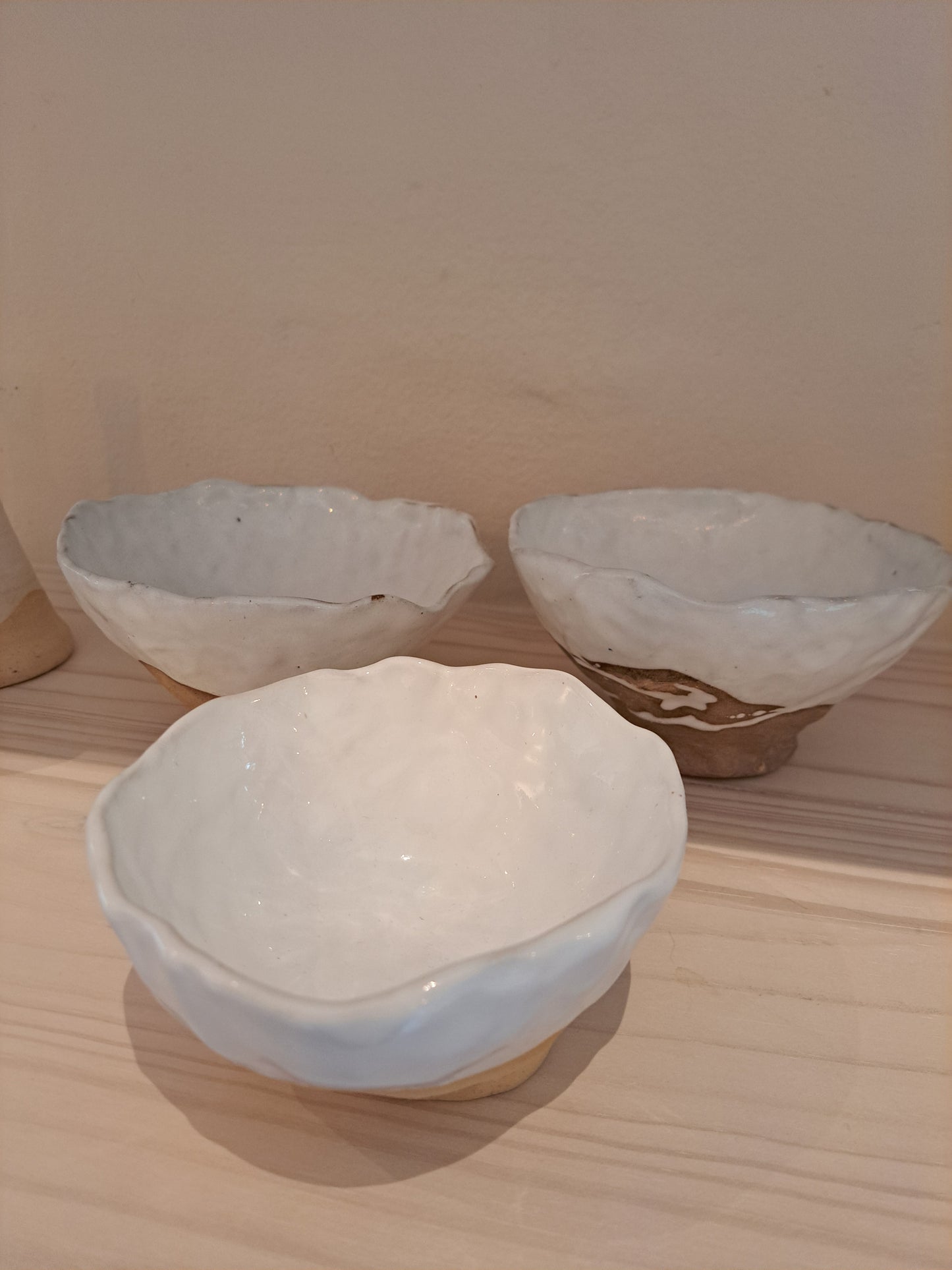 Organic Natural and White Latte Bowls- Therle Ceramics