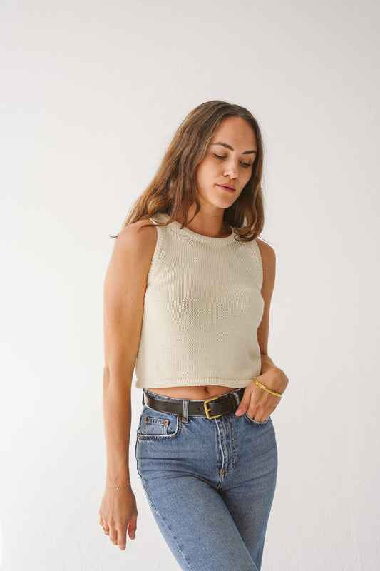 Ecru Cotton Crop Top