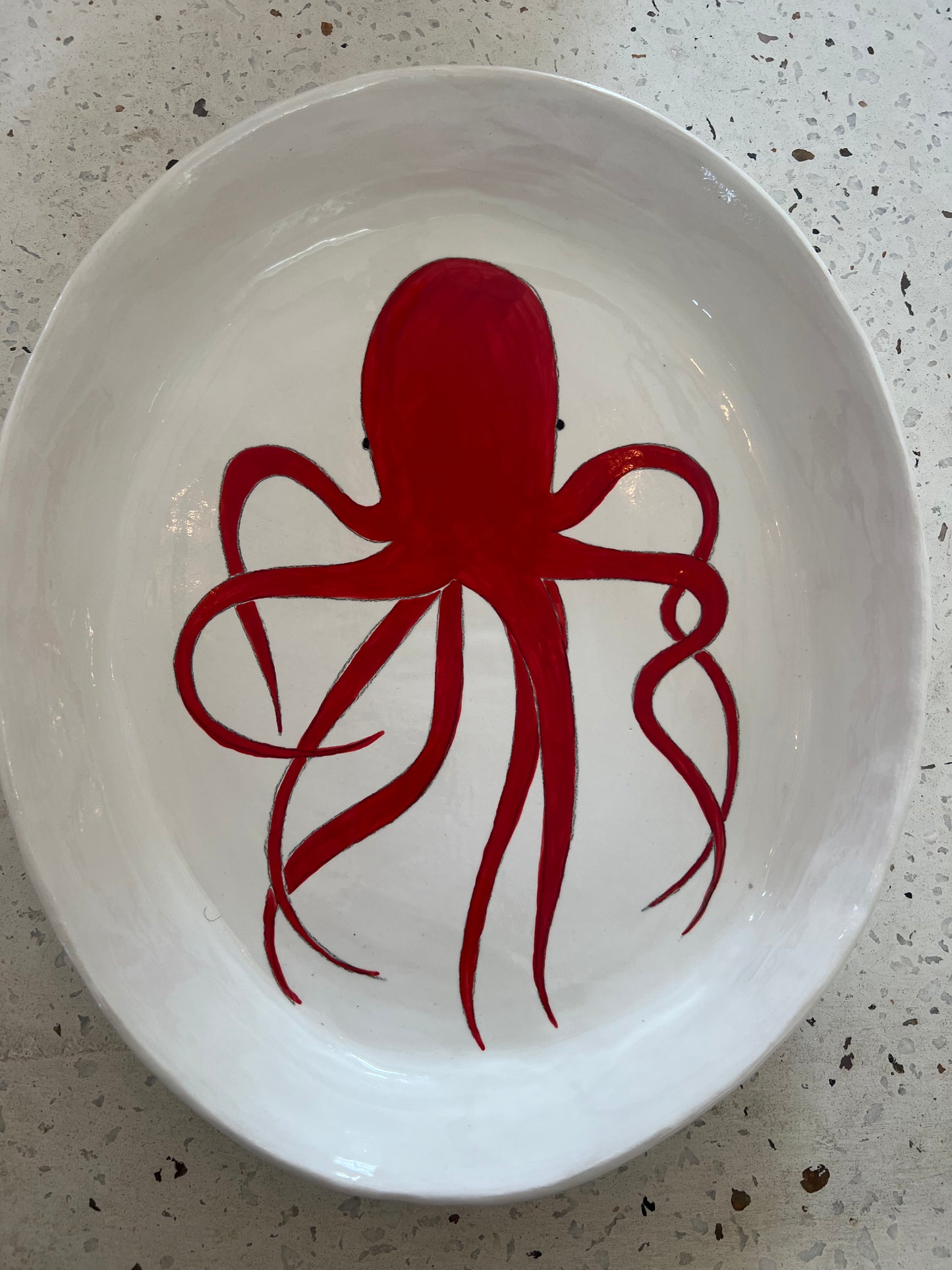 Gemma Orkin- Red Octopus Oval Platter