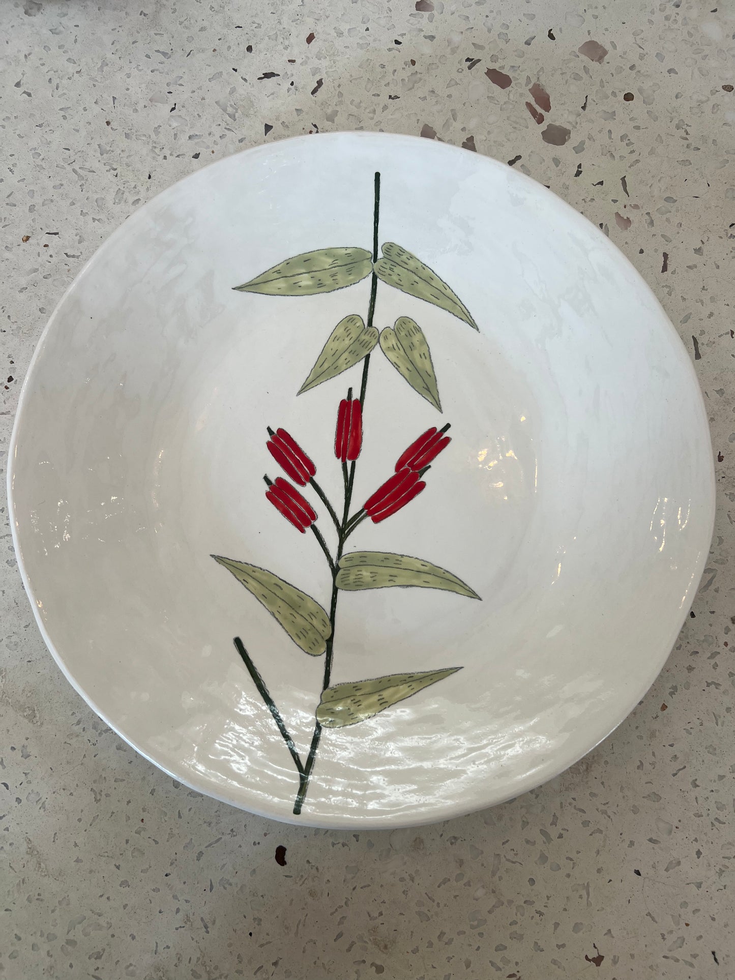 Gemma Orkin- Red Flower Round Platter Large