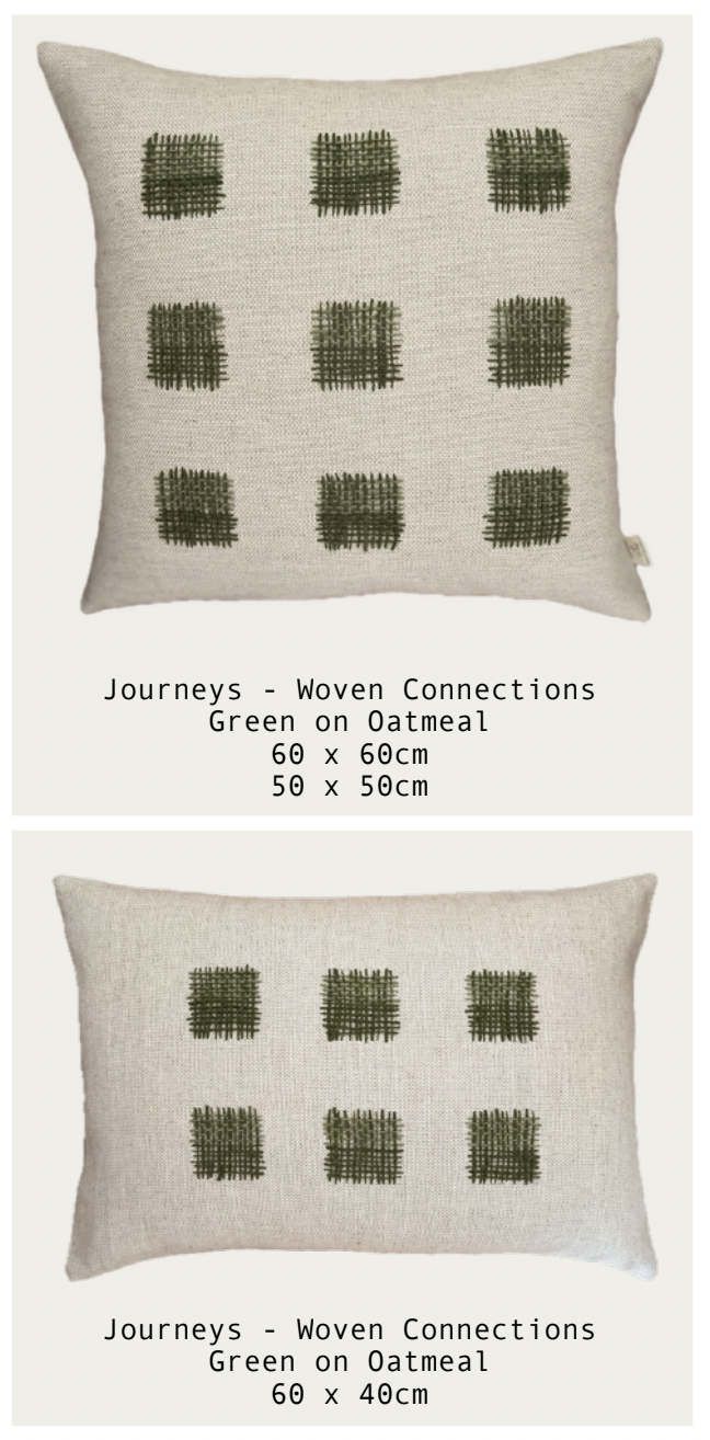 Journeys Cushion Cover- Natural and Green 60 x 40 cm