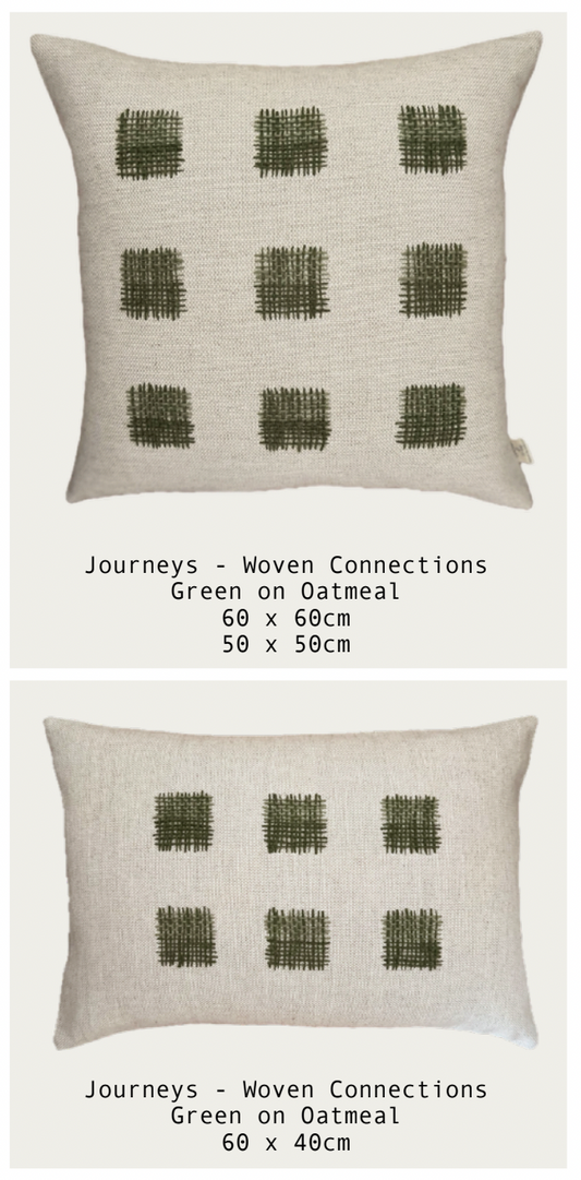 Journeys Cushion Cover- Natural and Green 60 x 40 cm
